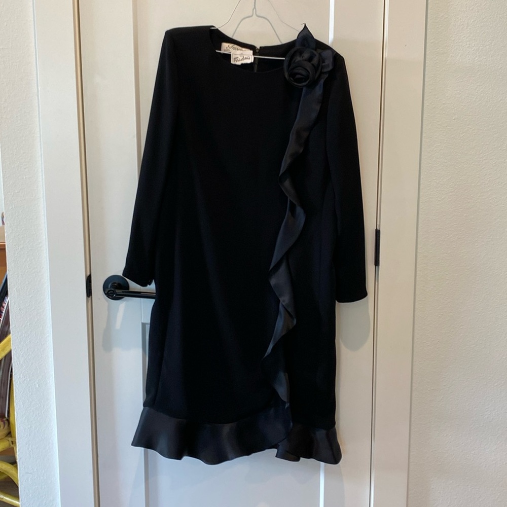 Frascara for Beker Fashions.  Dressy Black‎ Long Sleeve Dress.
